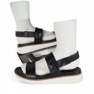 Cole Haan ZeroGrand Double Band Wedge Sandals Women's 8.5B Black Leather W17208